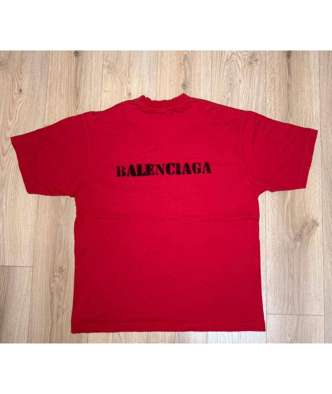 BALENCIAGA Красная хлопковая футболка, фото 2