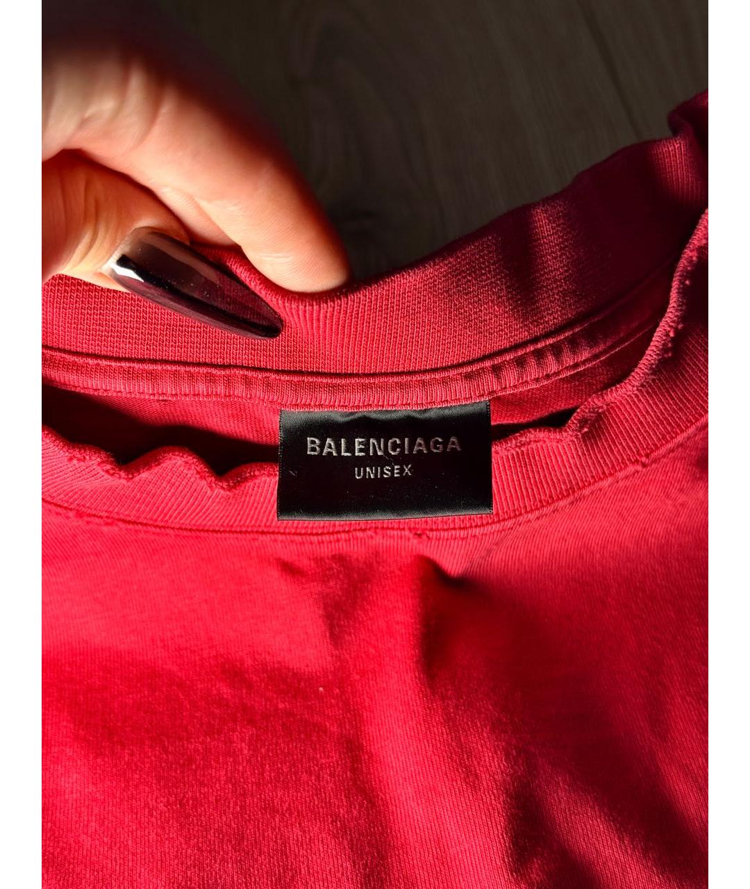 BALENCIAGA Красная хлопковая футболка, фото 3