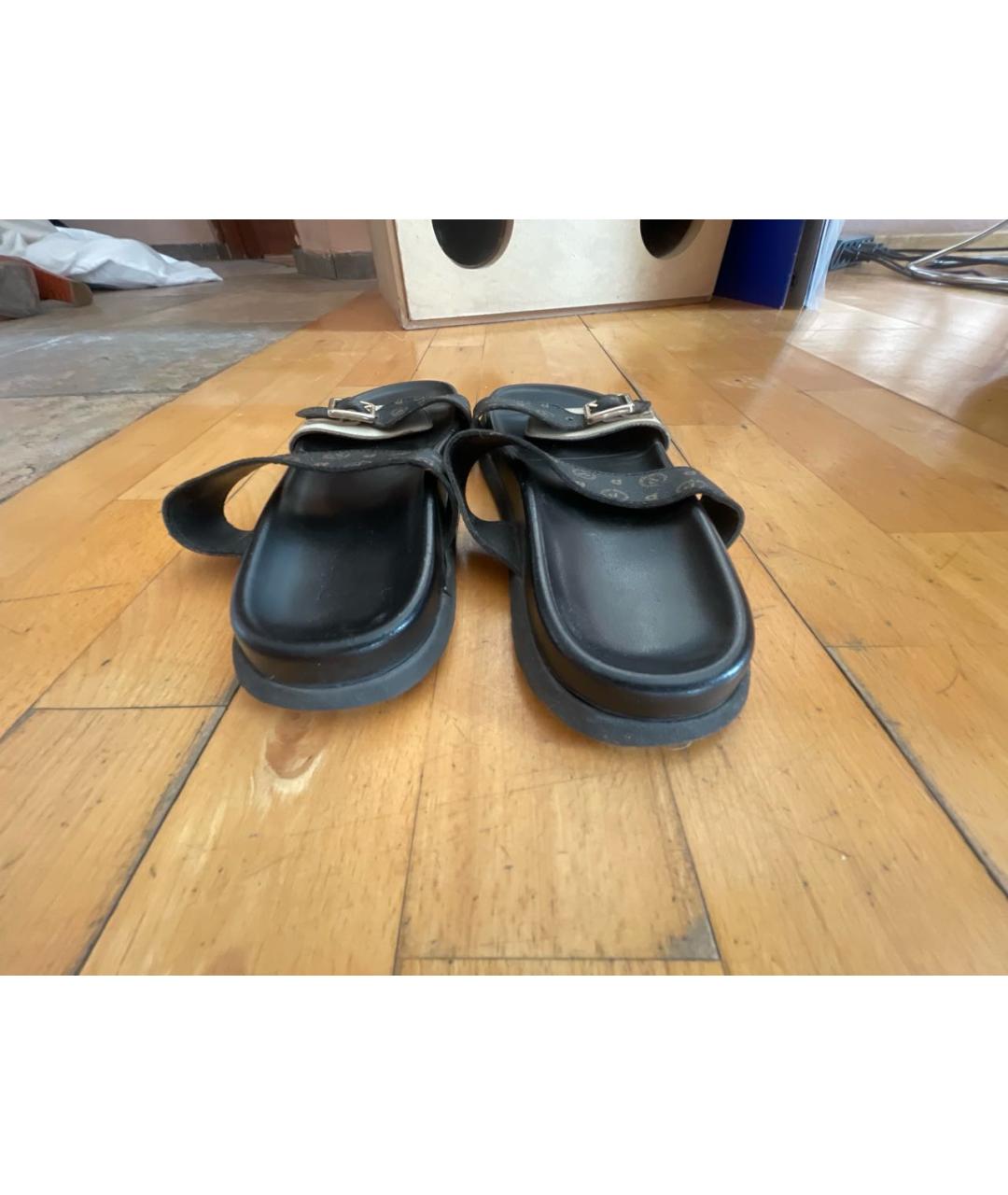 POLLINI Коричневые кожаные шлепанцы, фото 4