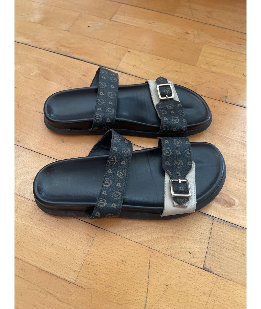 POLLINI Коричневые кожаные шлепанцы, фото 6