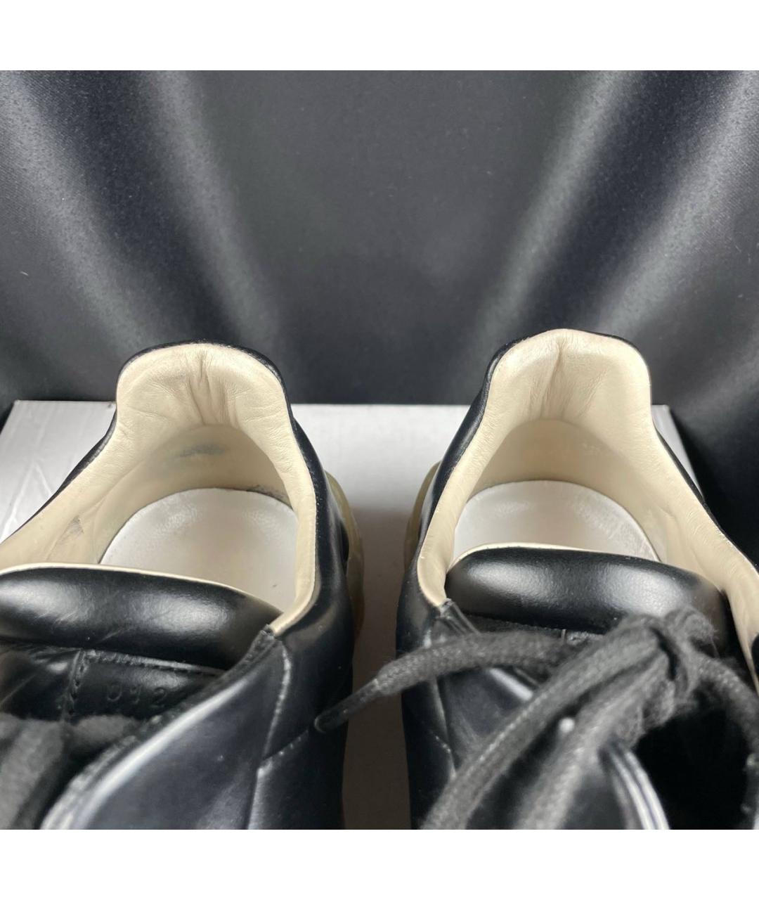 MAISON MARGIELA Черные низкие кроссовки / кеды из искусственной кожи, фото 4