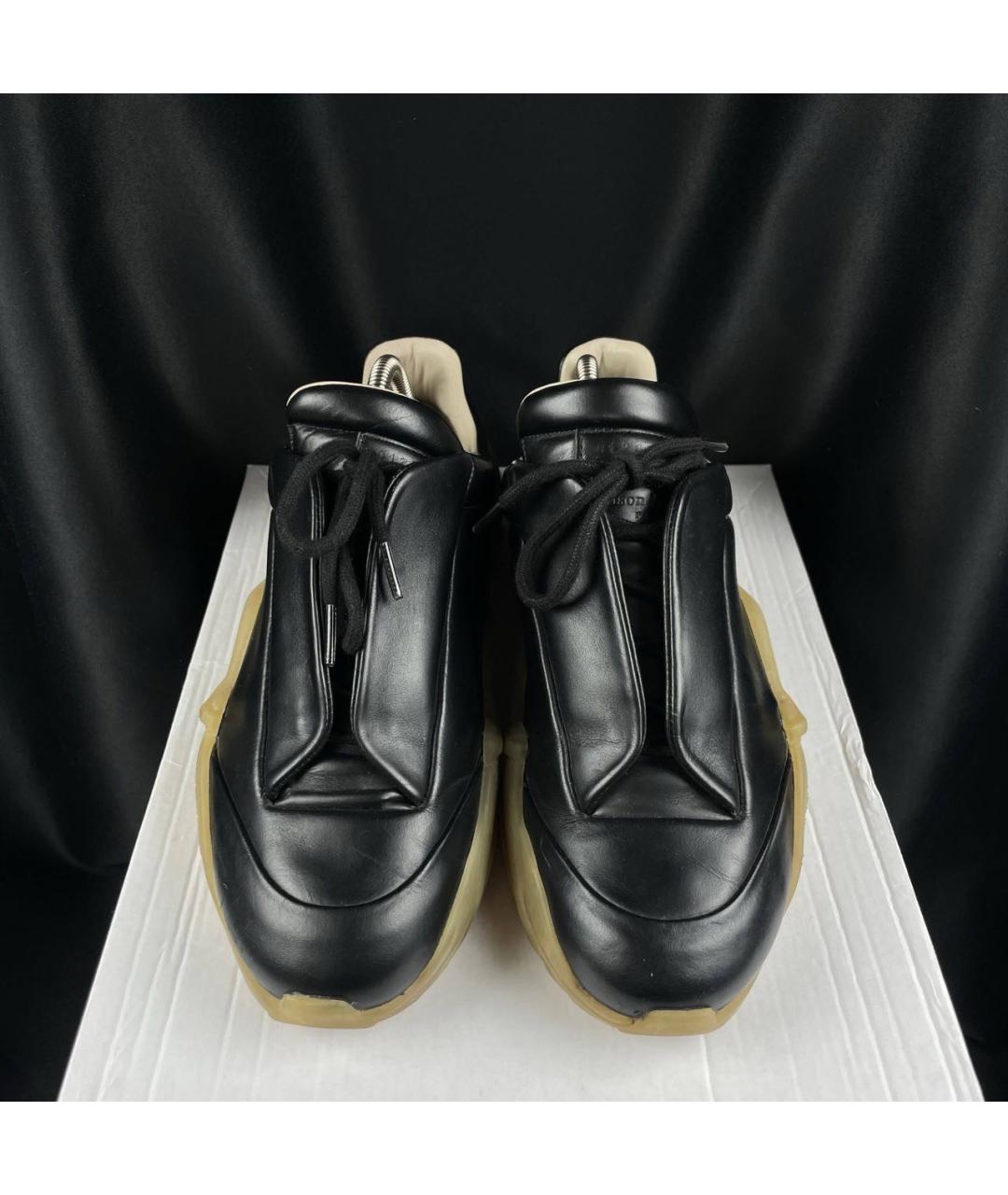 MAISON MARGIELA Черные низкие кроссовки / кеды из искусственной кожи, фото 3