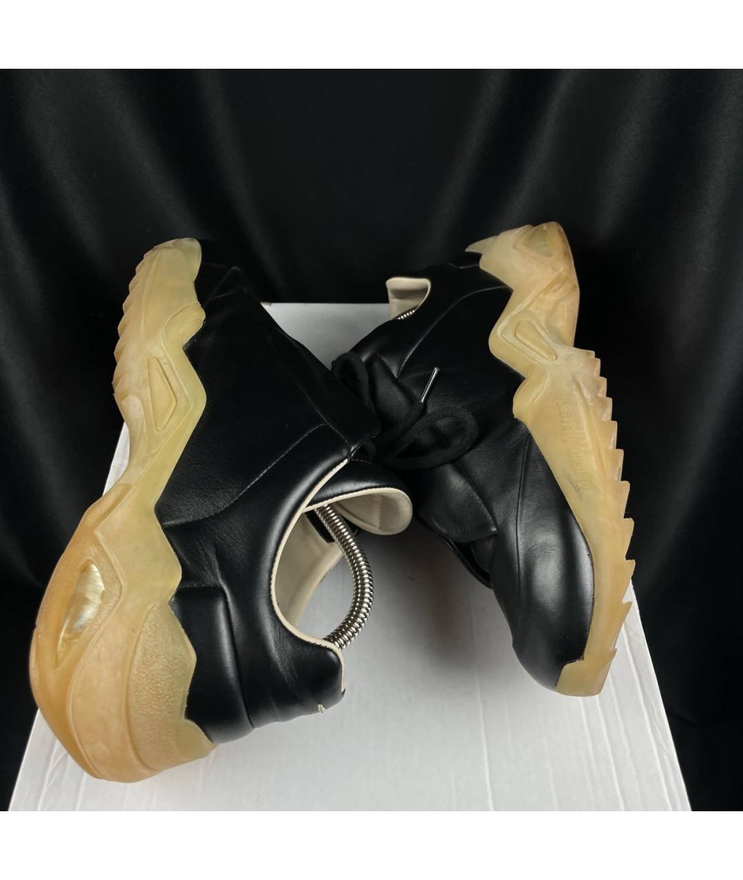 MAISON MARGIELA Черные низкие кроссовки / кеды из искусственной кожи, фото 6