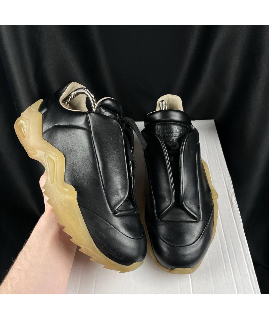 MAISON MARGIELA Черные низкие кроссовки / кеды из искусственной кожи, фото 2