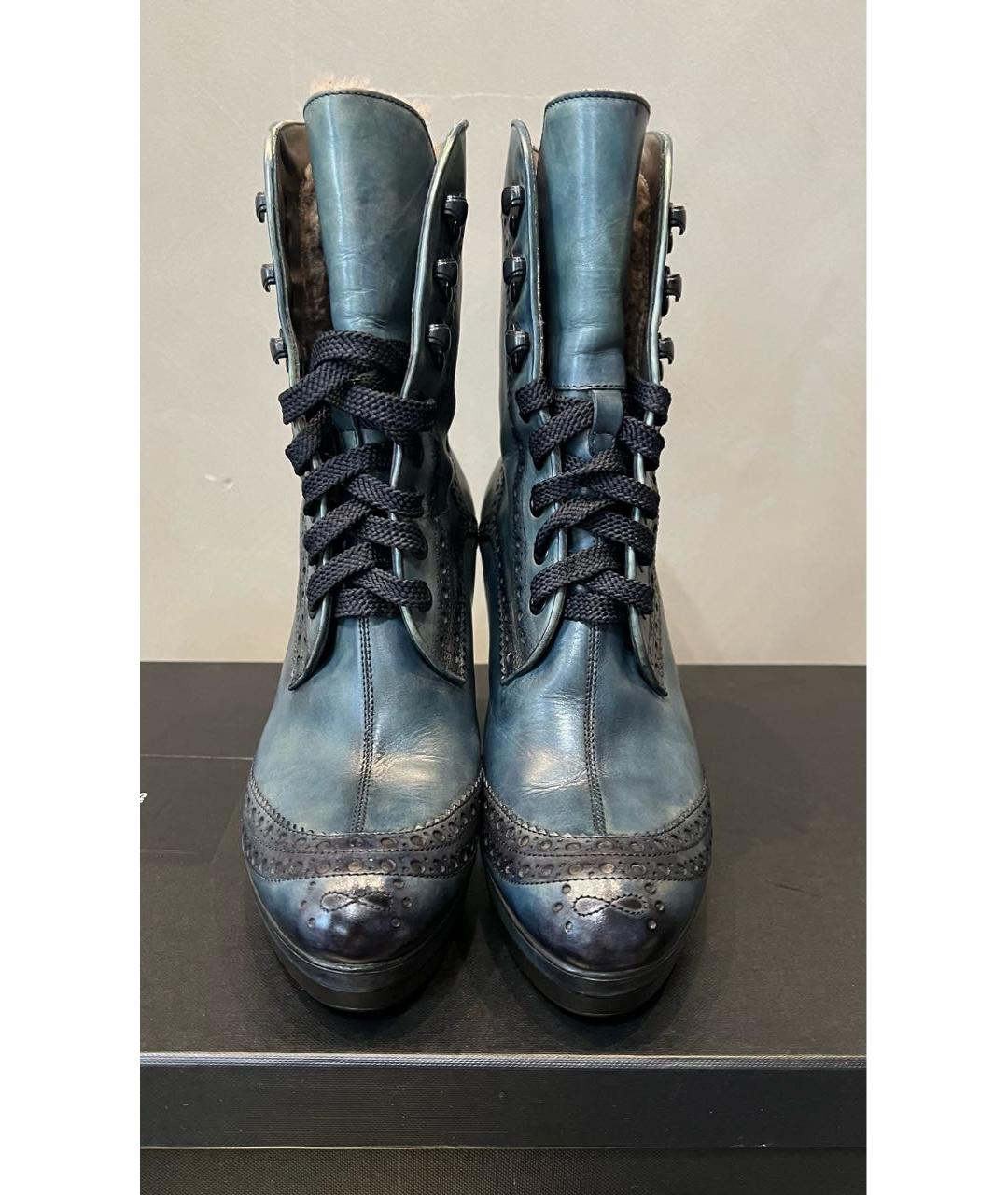 SANTONI Темно-синие кожаные ботильоны, фото 2