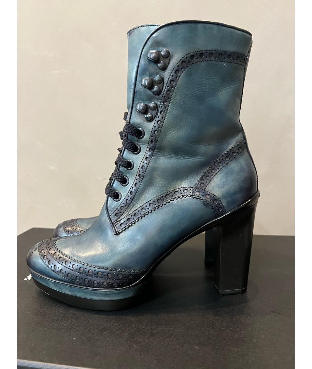 SANTONI Темно-синие кожаные ботильоны, фото 8