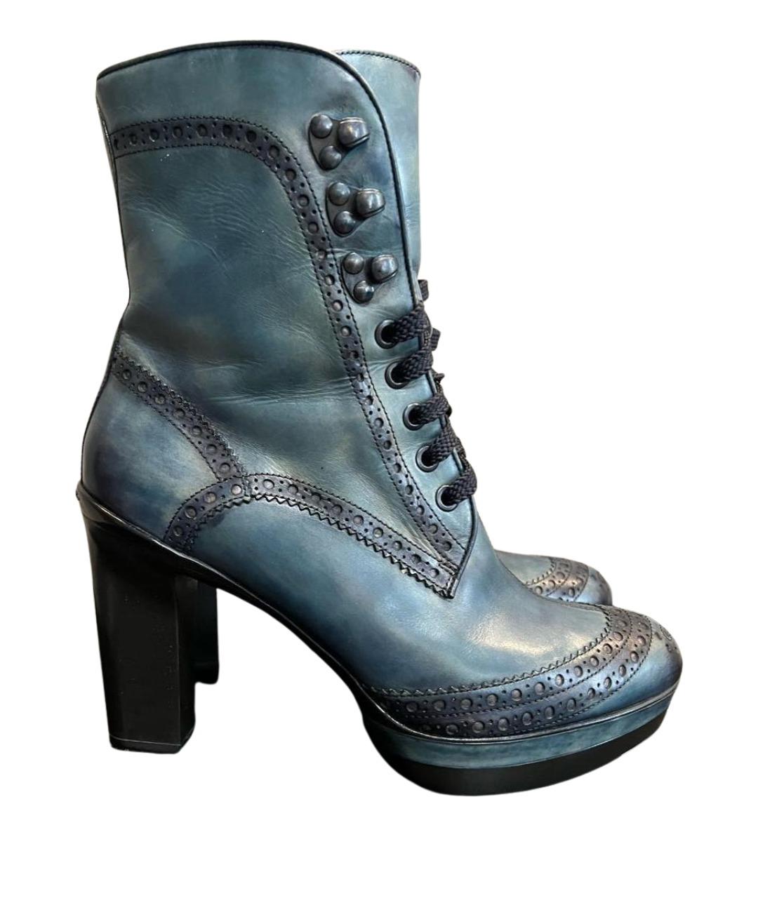 SANTONI Темно-синие кожаные ботильоны, фото 1