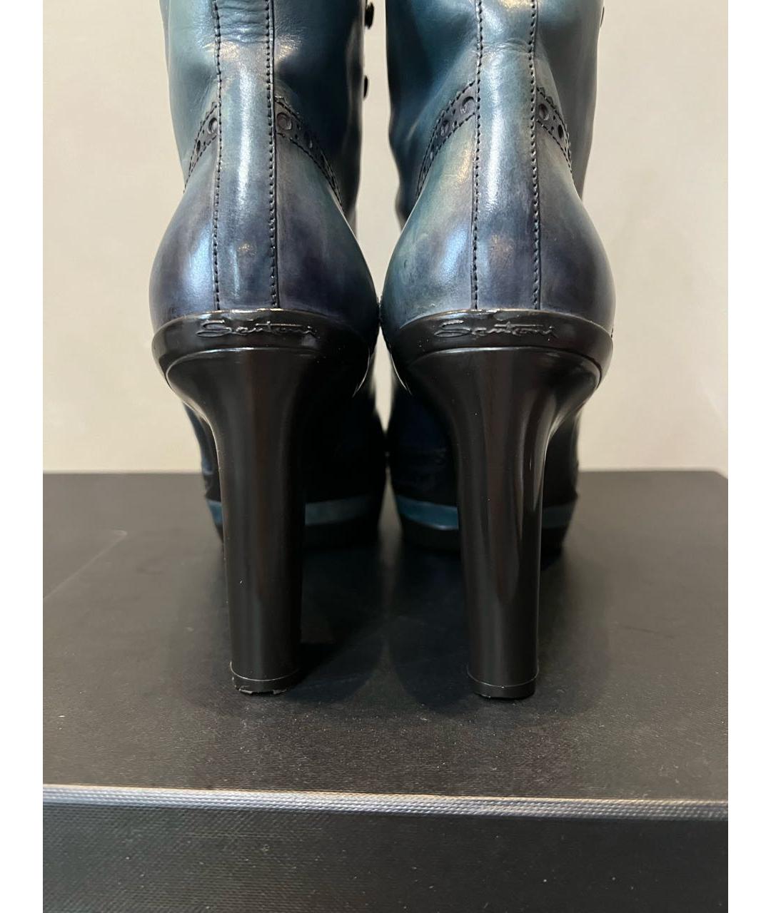 SANTONI Темно-синие кожаные ботильоны, фото 4