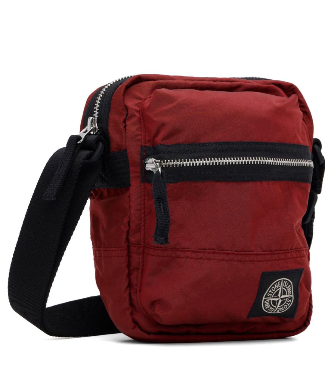 STONE ISLAND Бордовая тканевая сумка на плечо, фото 2