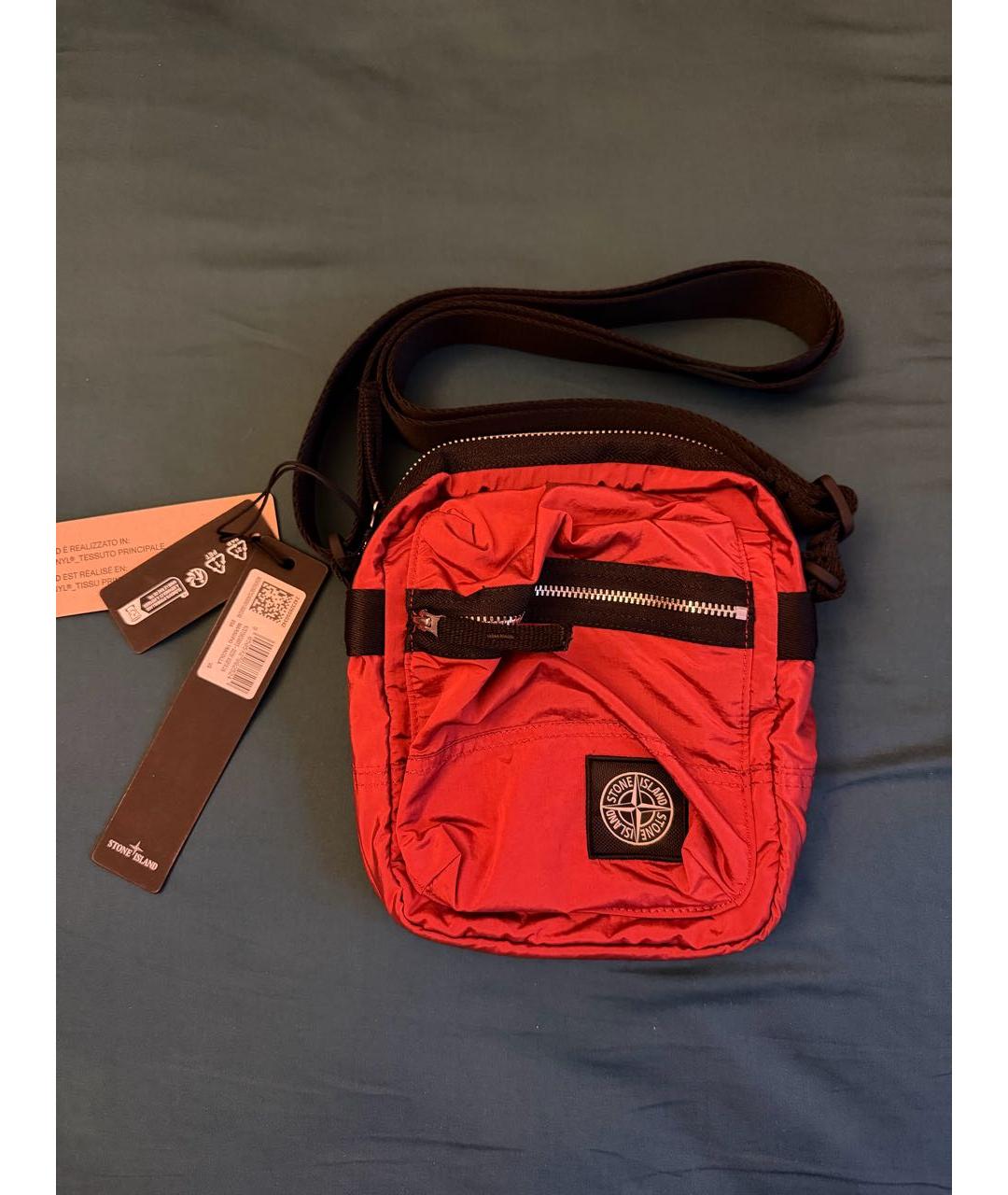 STONE ISLAND Бордовая тканевая сумка на плечо, фото 4