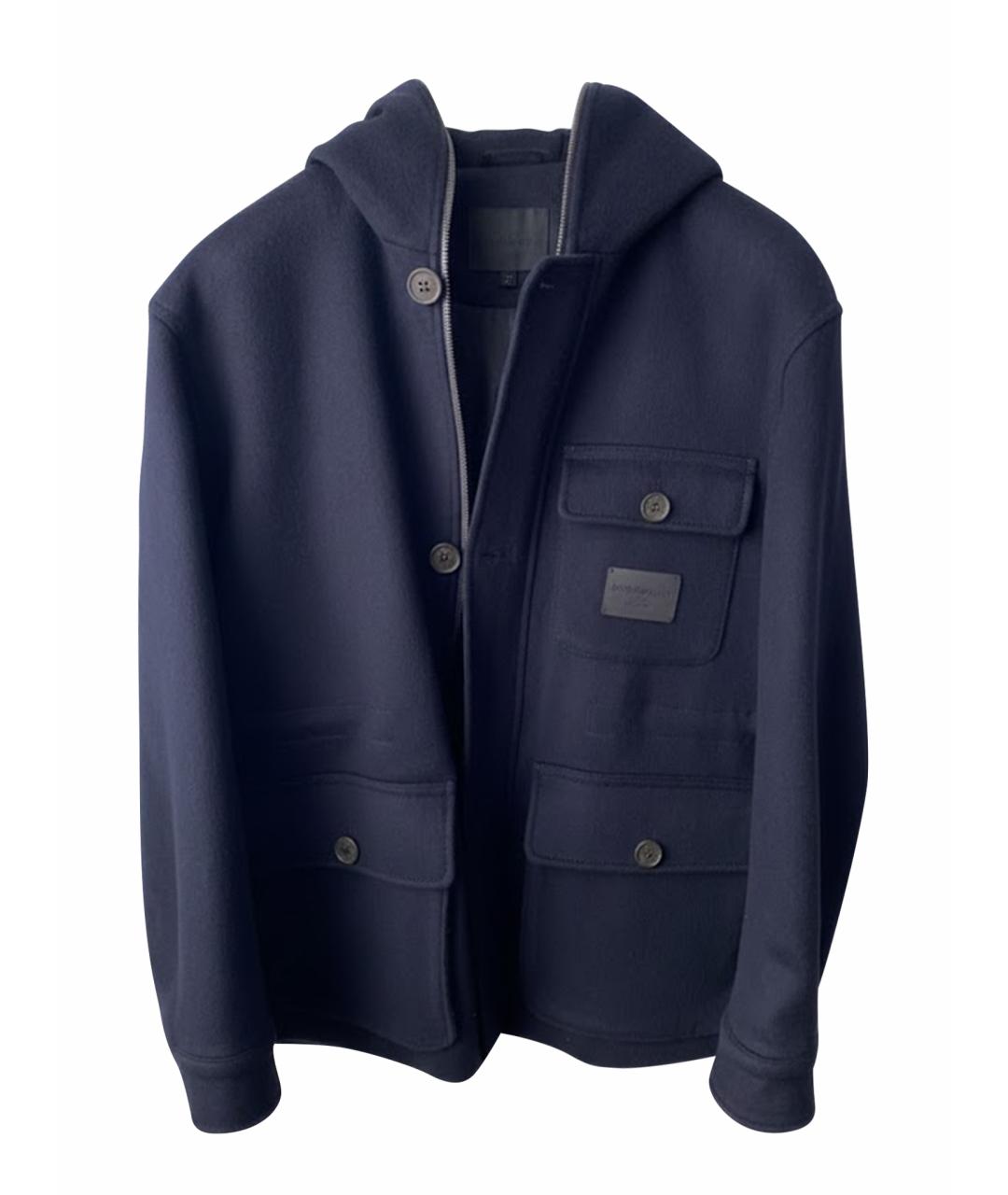 EMPORIO ARMANI Темно-синяя шерстяная куртка, фото 1