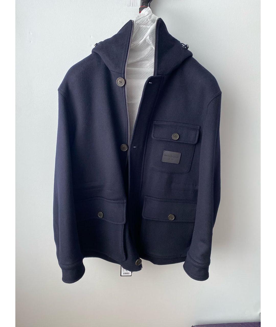 EMPORIO ARMANI Темно-синяя шерстяная куртка, фото 9