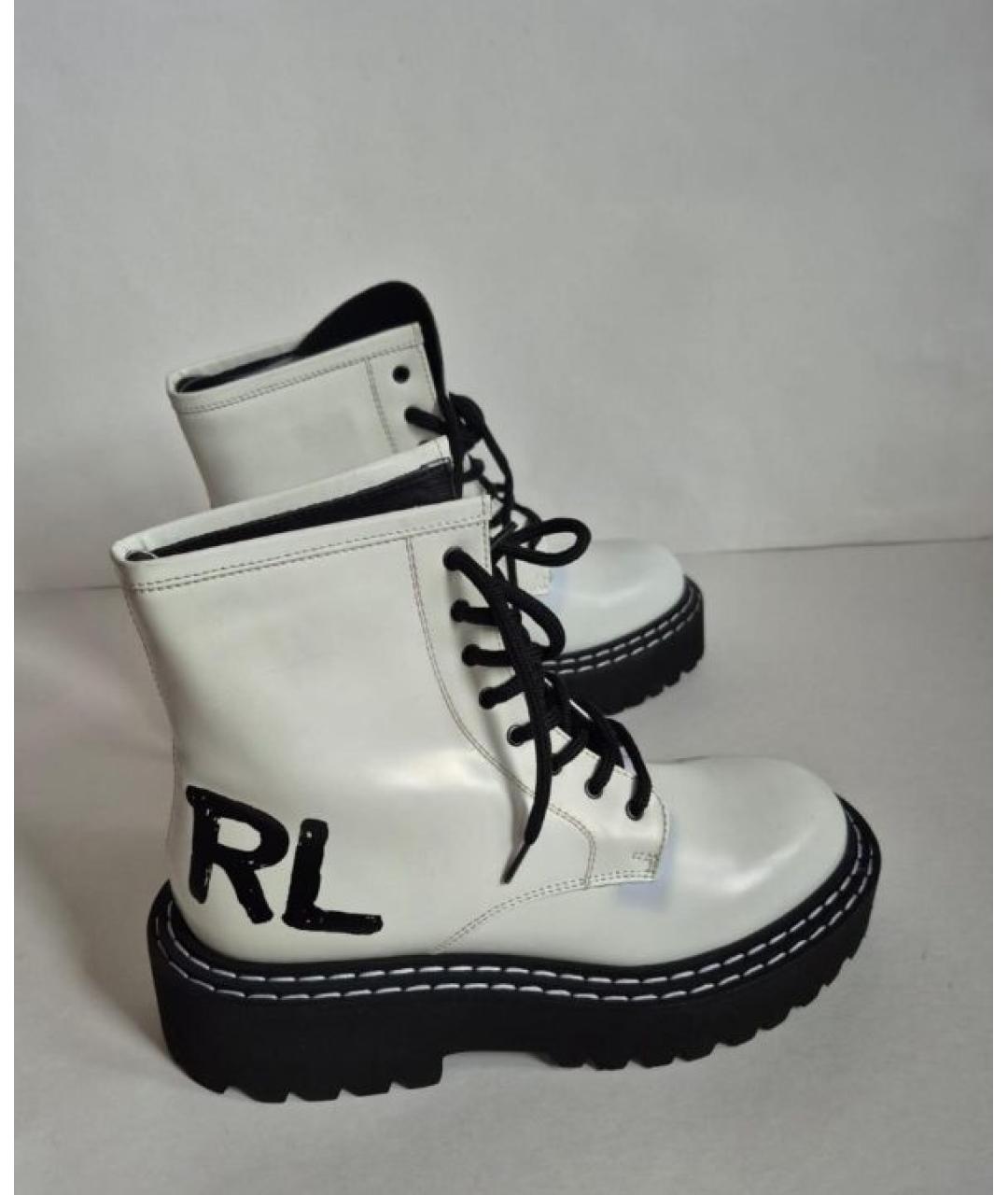 KARL LAGERFELD Белые кожаные ботинки, фото 2