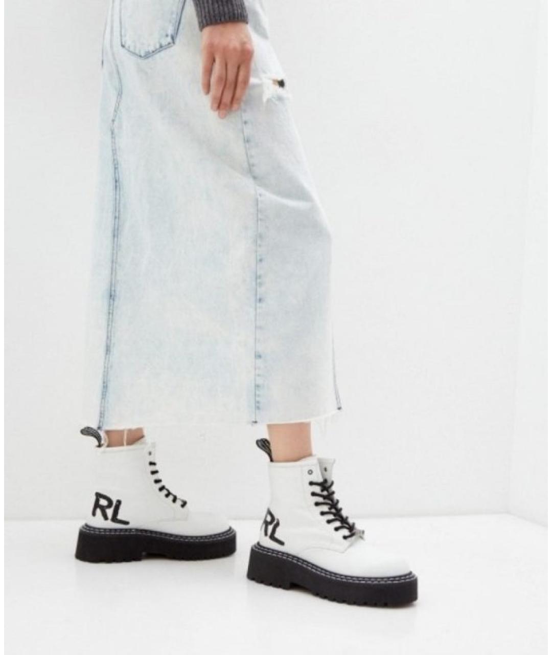 KARL LAGERFELD Белые кожаные ботинки, фото 6