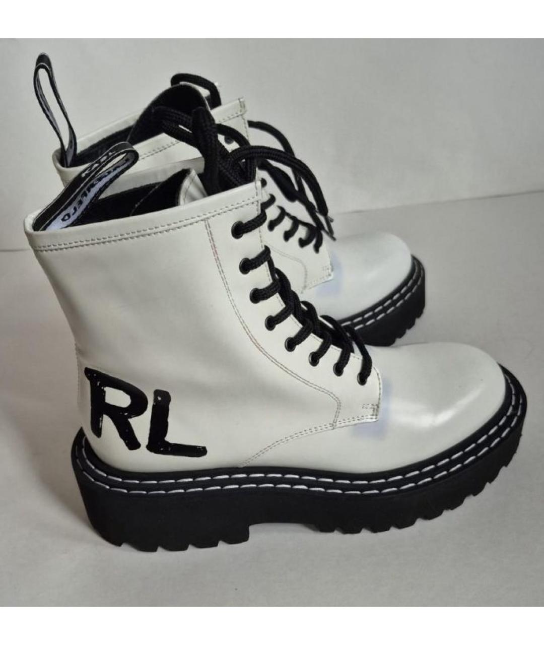 KARL LAGERFELD Белые кожаные ботинки, фото 5