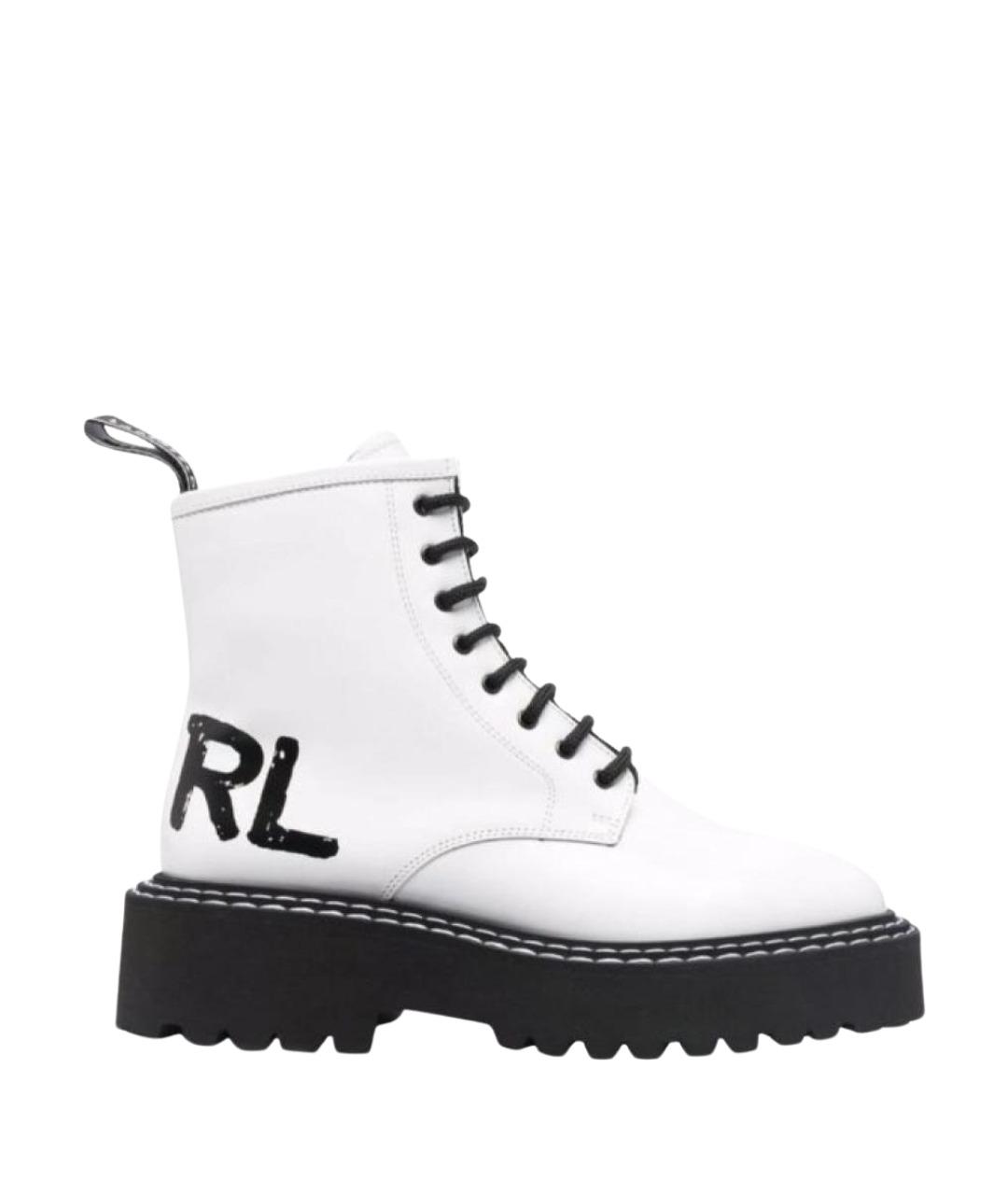 KARL LAGERFELD Белые кожаные ботинки, фото 1