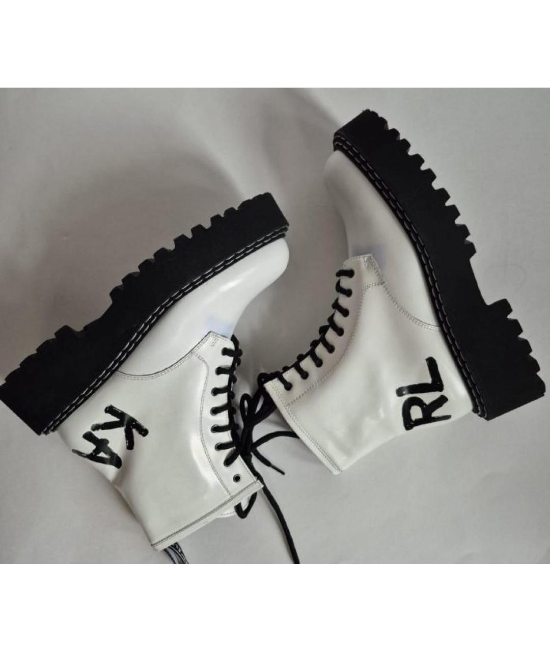 KARL LAGERFELD Белые кожаные ботинки, фото 3