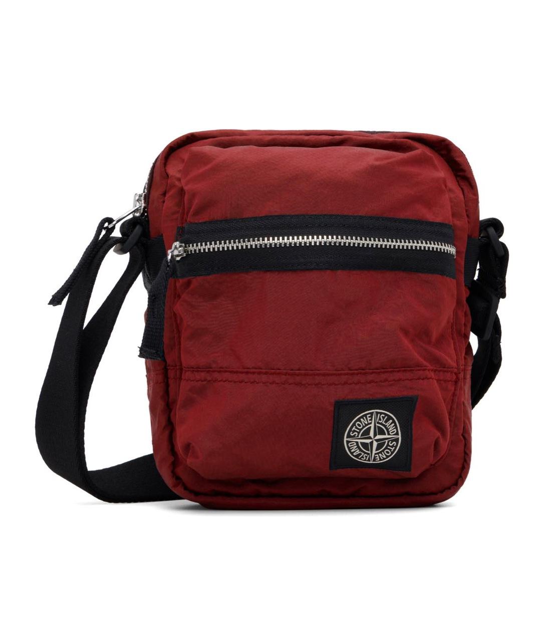 STONE ISLAND Бордовая тканевая сумка через плечо, фото 6