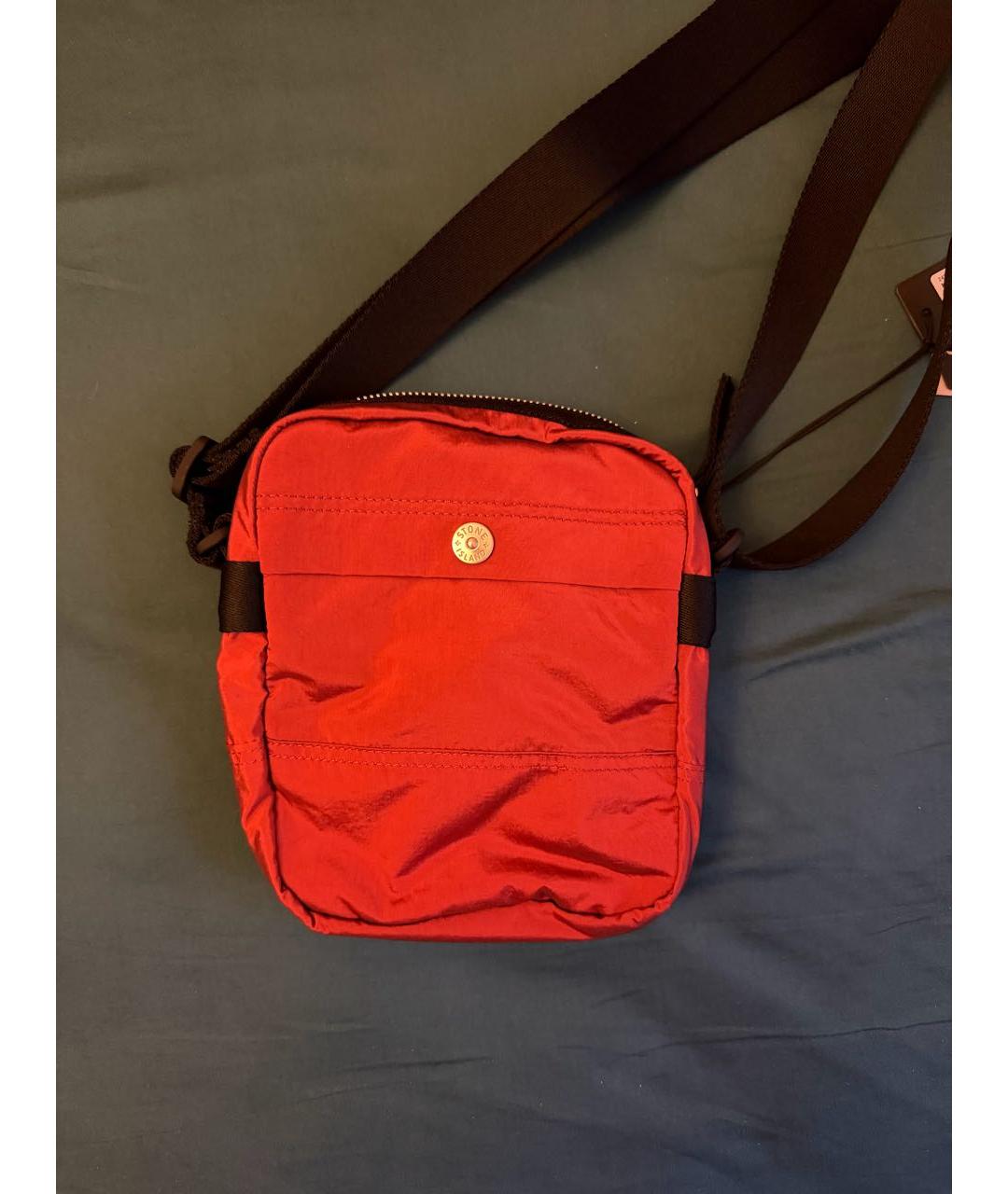 STONE ISLAND Бордовая тканевая сумка через плечо, фото 5