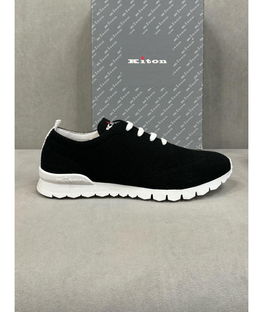KITON Черные текстильные низкие кроссовки / кеды, фото 7