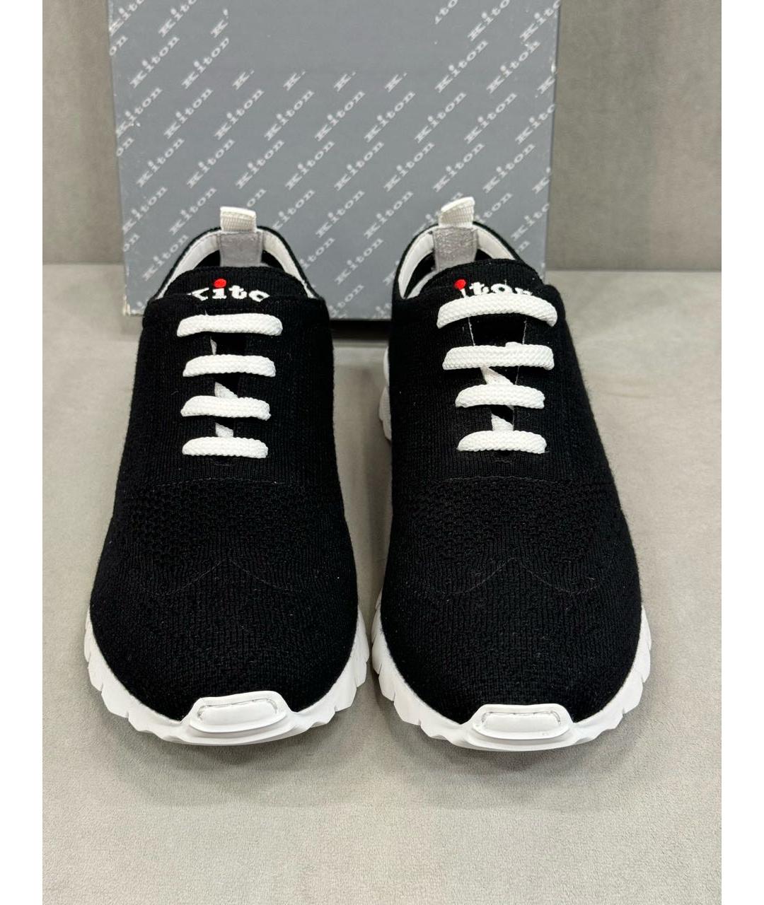 KITON Черные текстильные низкие кроссовки / кеды, фото 2