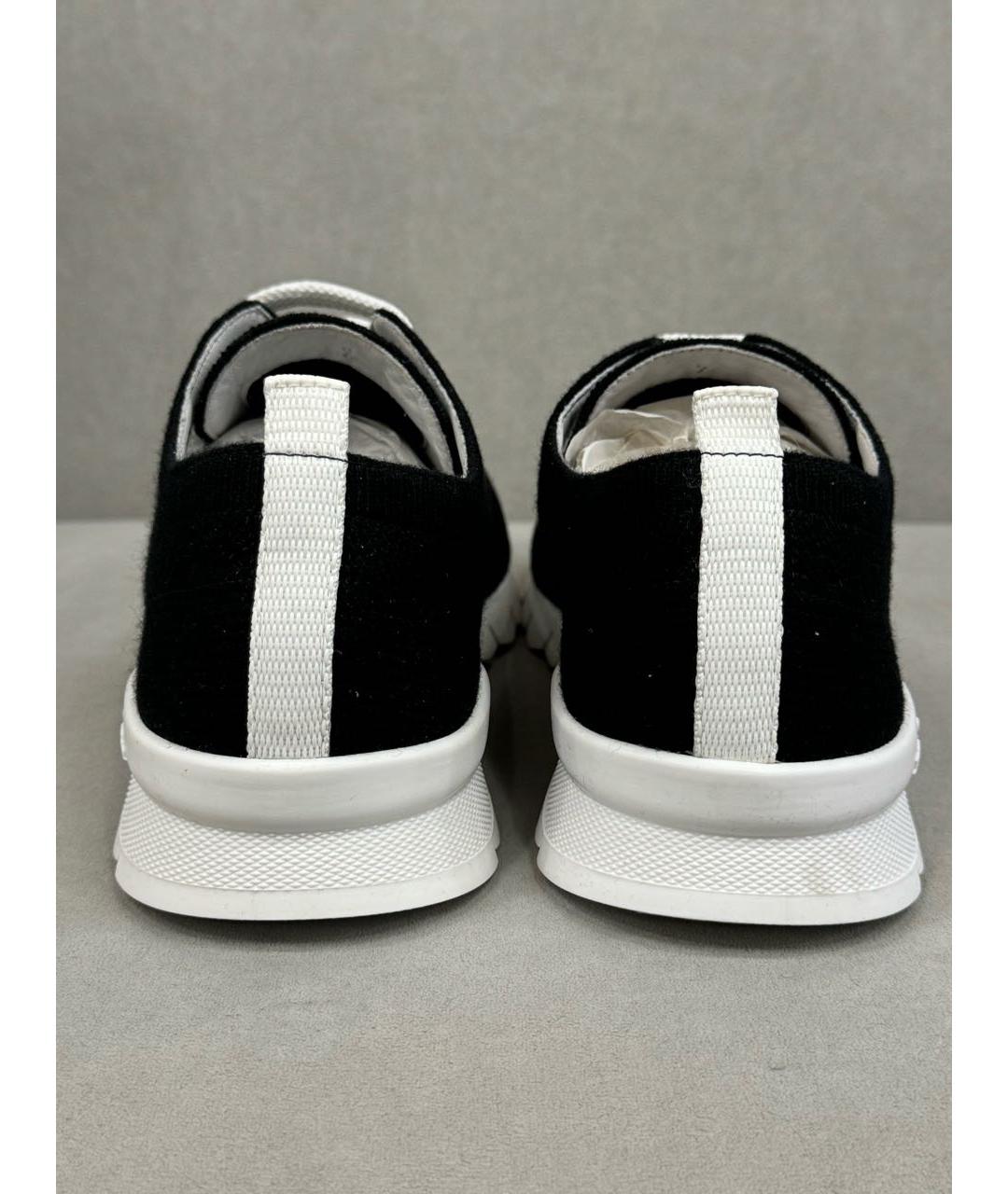 KITON Черные текстильные низкие кроссовки / кеды, фото 4