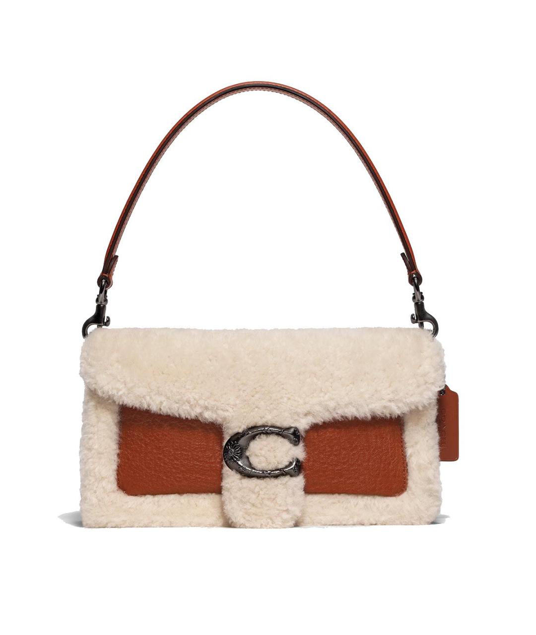 COACH Коричневая меховая сумка с короткими ручками, фото 7