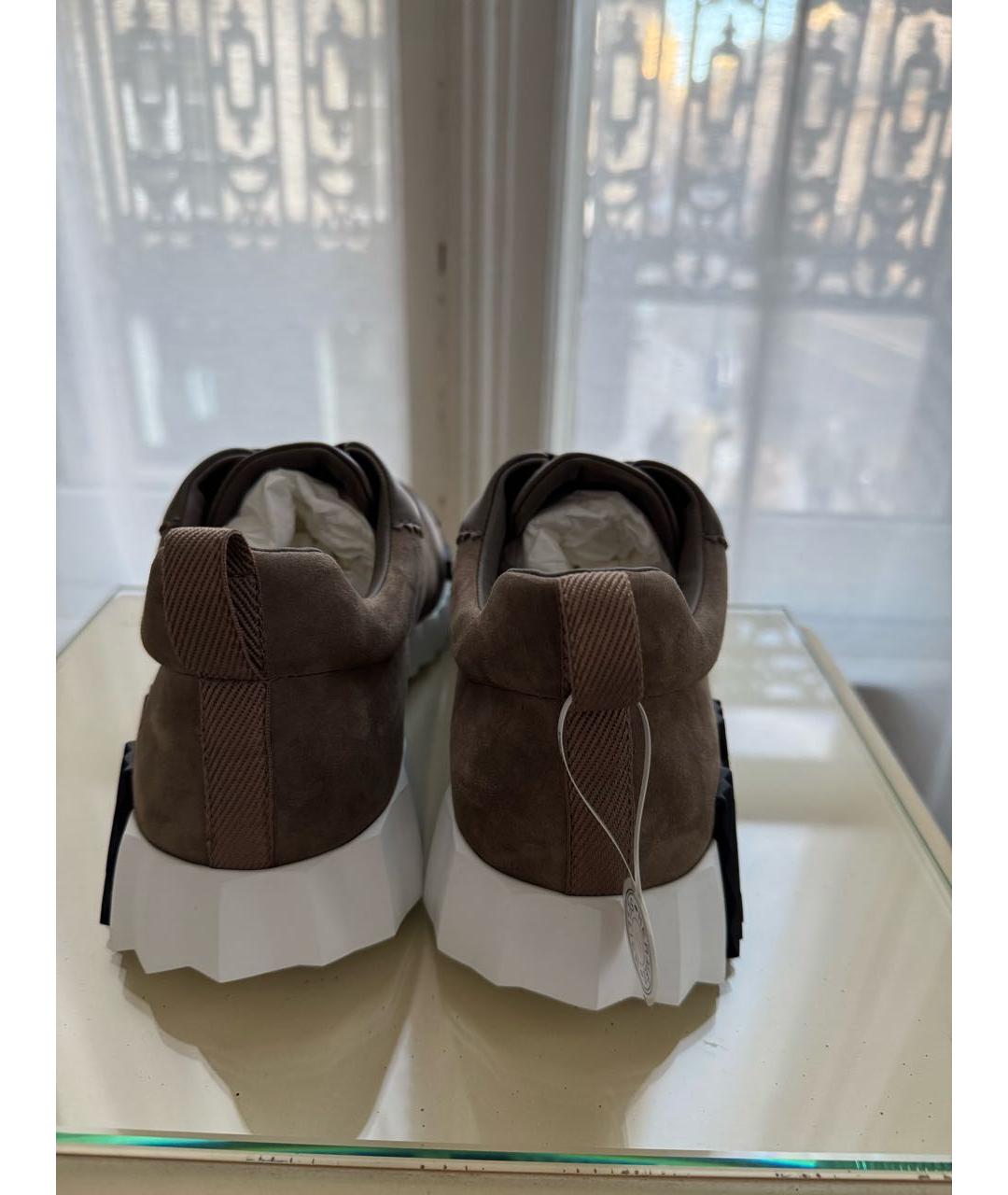 HERMES Коричневые кожаные высокие кроссовки / кеды, фото 4