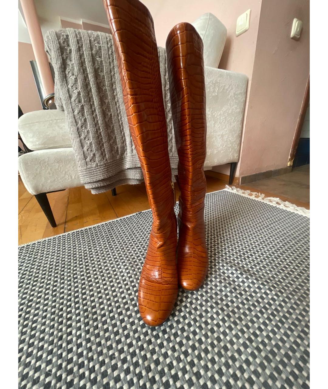 TWIN-SET Коричневые кожаные сапоги, фото 2