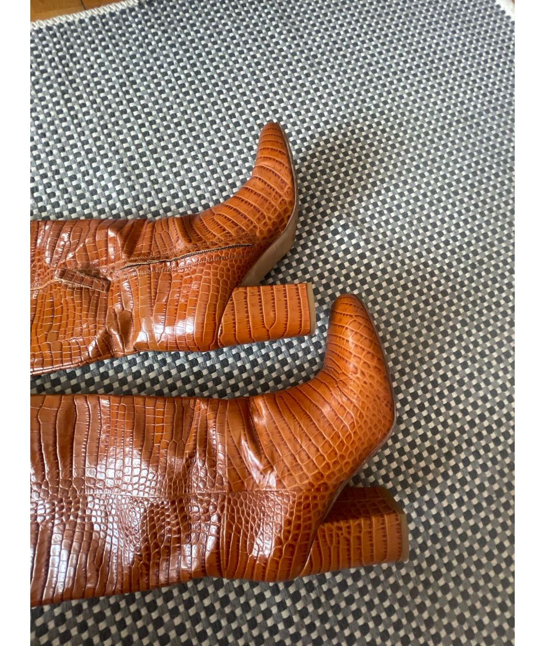 TWIN-SET Коричневые кожаные сапоги, фото 5