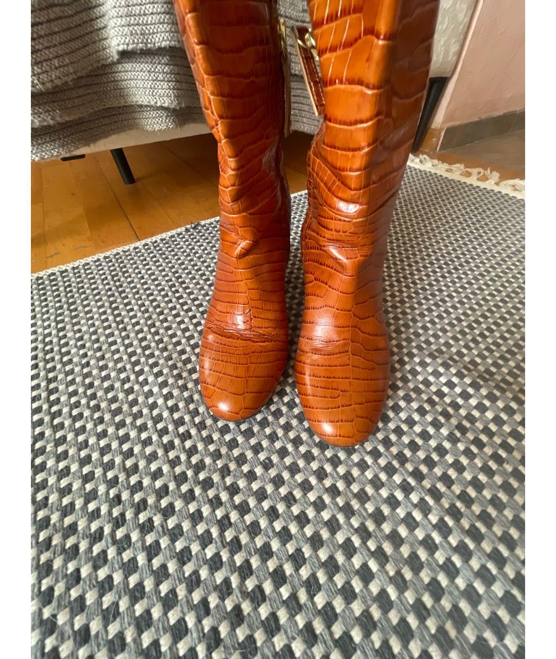 TWIN-SET Коричневые кожаные сапоги, фото 3