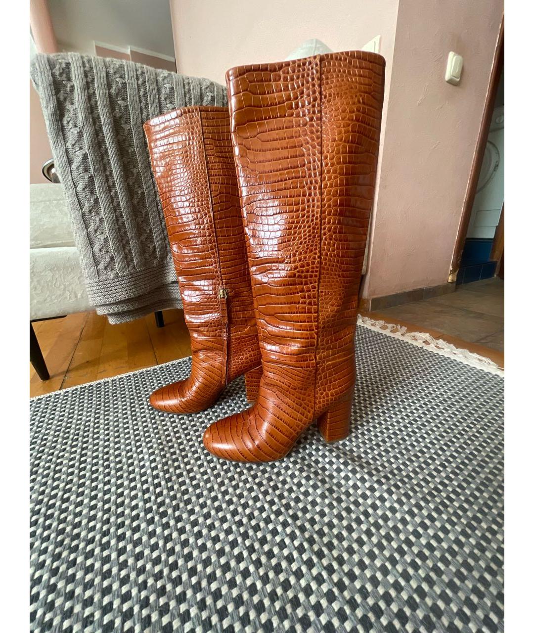 TWIN-SET Коричневые кожаные сапоги, фото 9