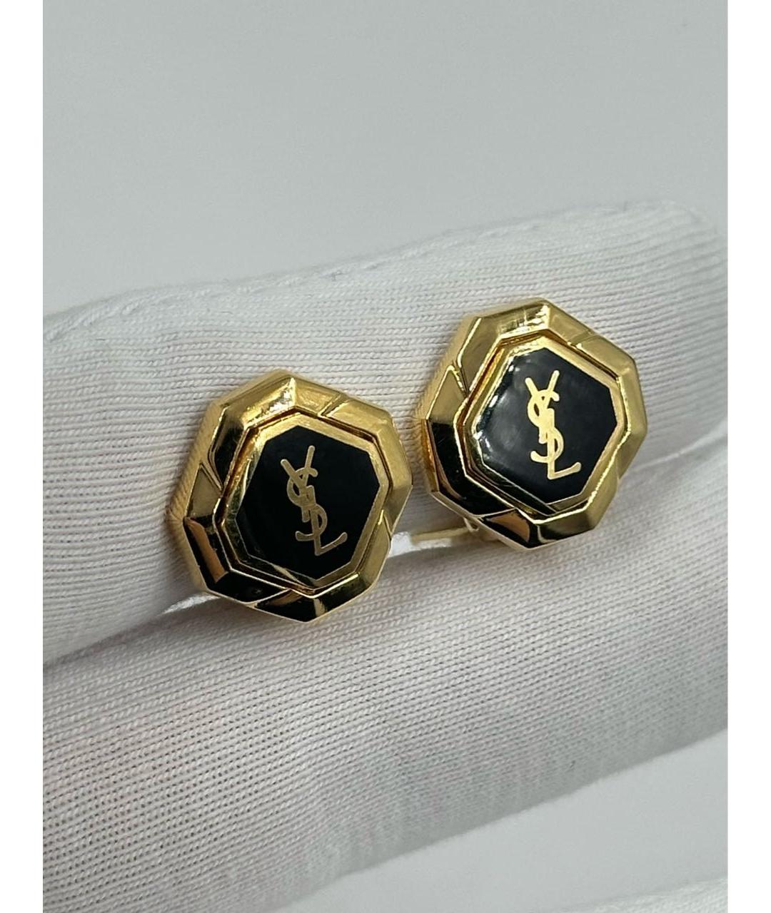 SAINT LAURENT Золотые позолоченные клипсы, фото 5