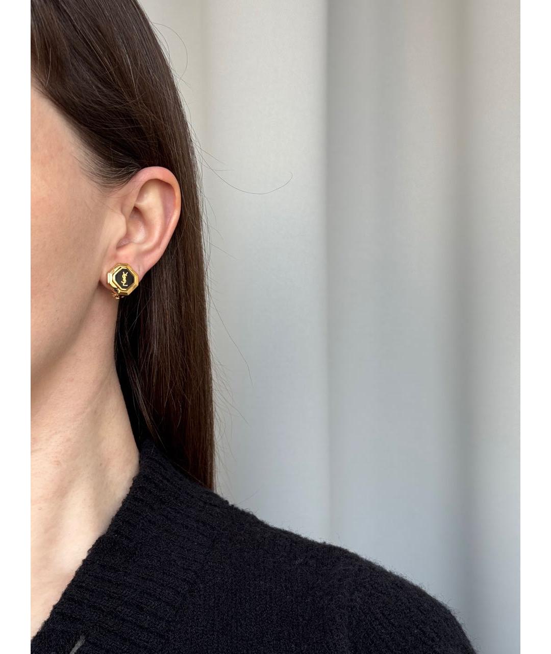 SAINT LAURENT Золотые позолоченные клипсы, фото 6