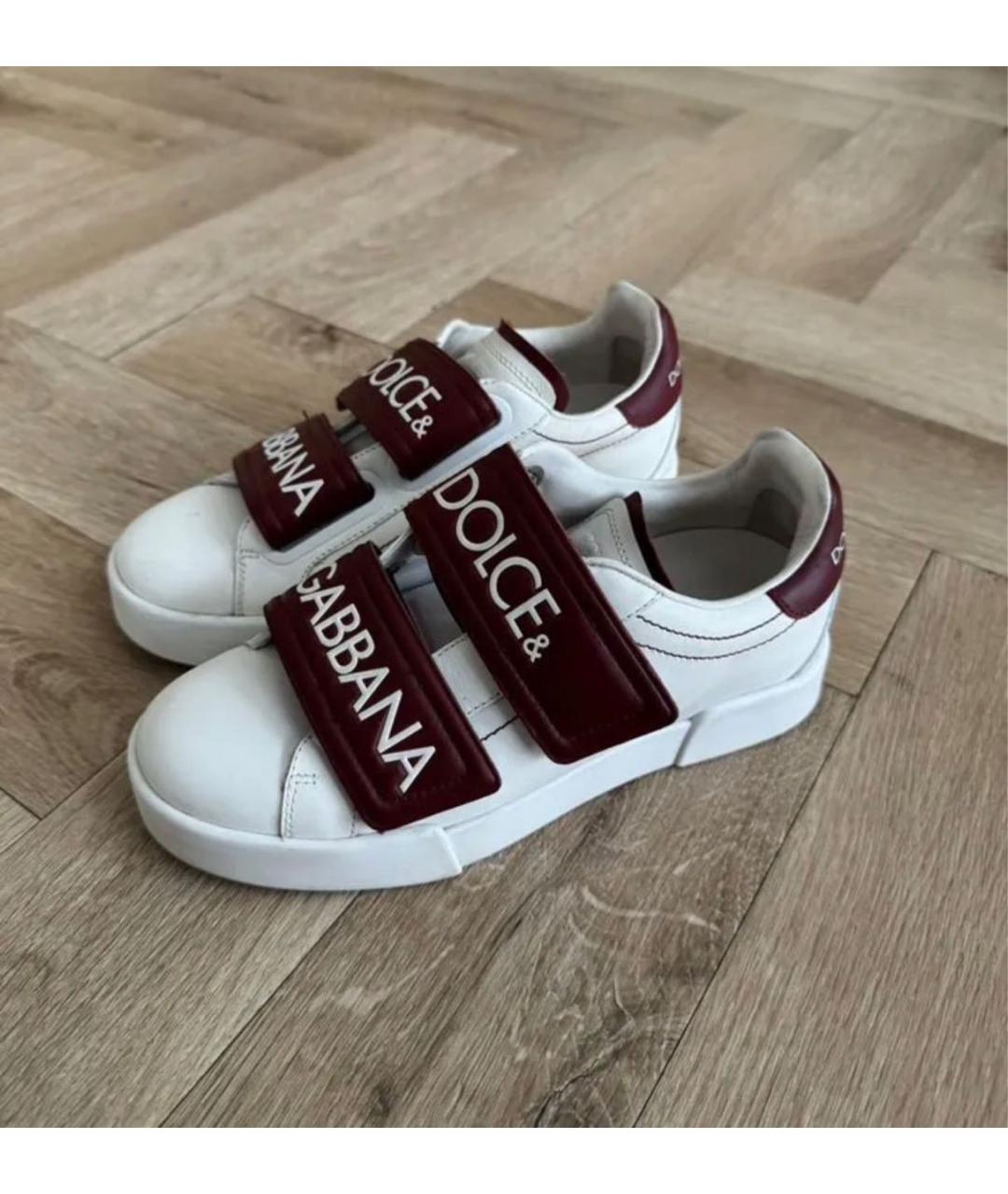 DOLCE&GABBANA Белые кожаные кеды, фото 5