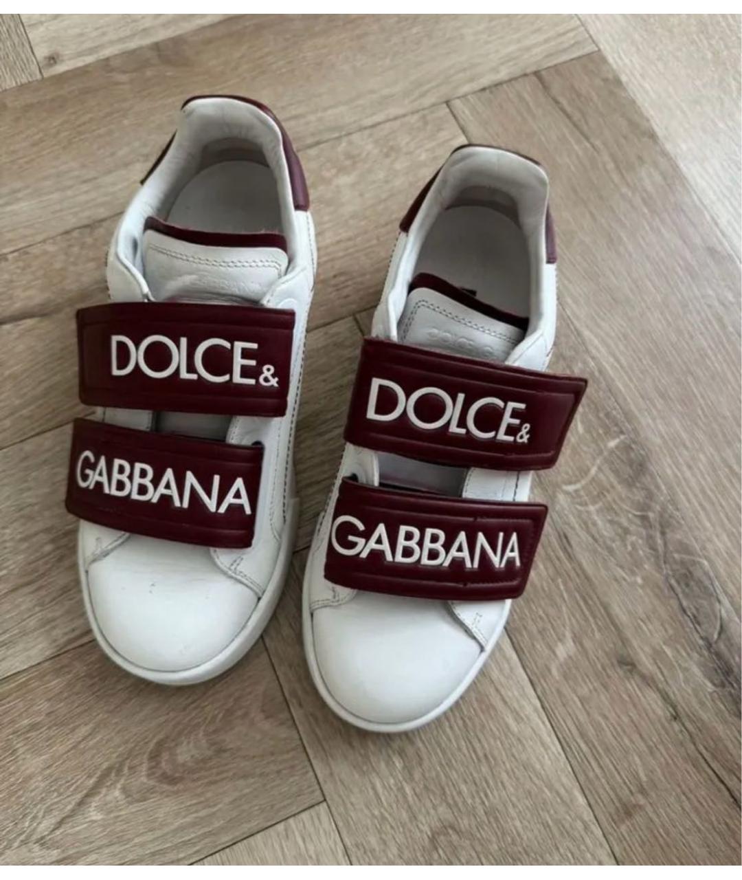 DOLCE&GABBANA Белые кожаные кеды, фото 2