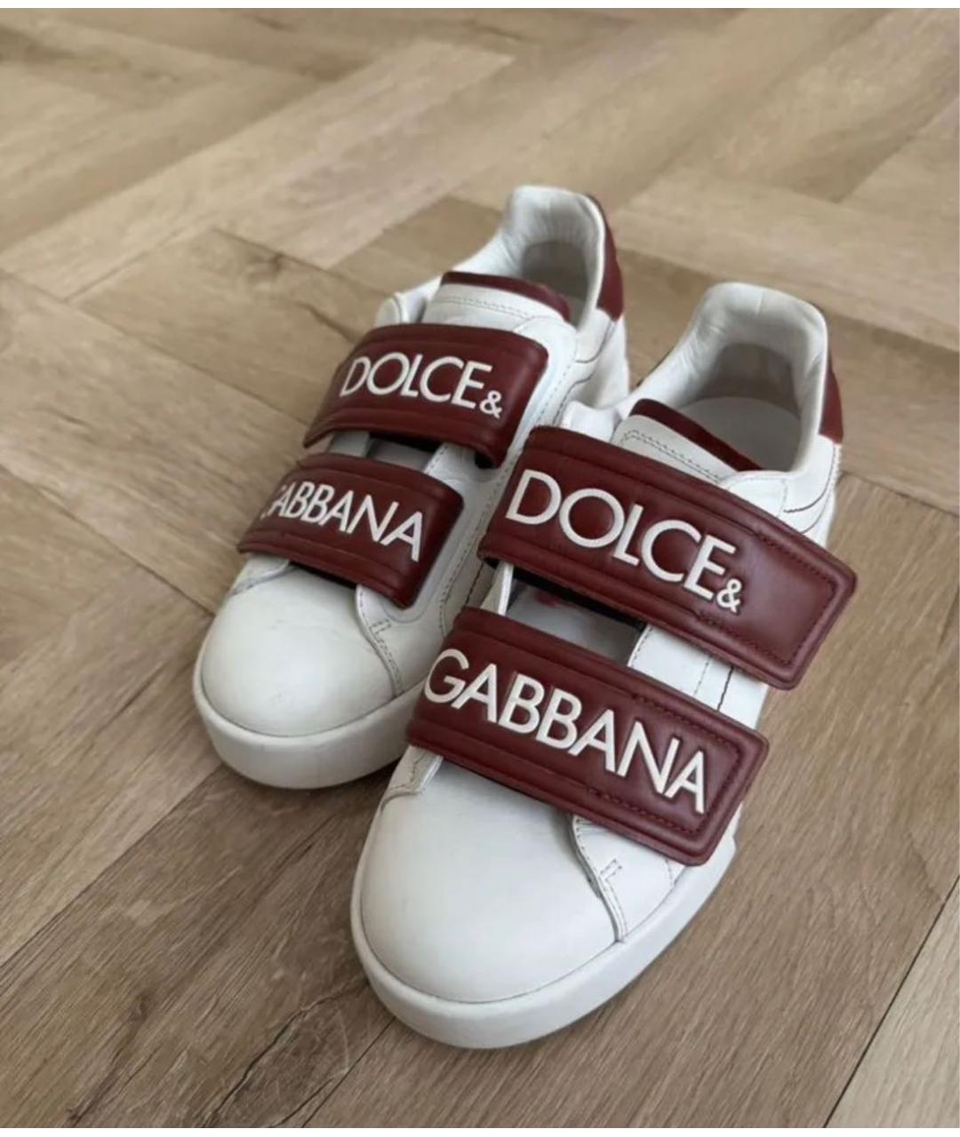 DOLCE&GABBANA Белые кожаные кеды, фото 3