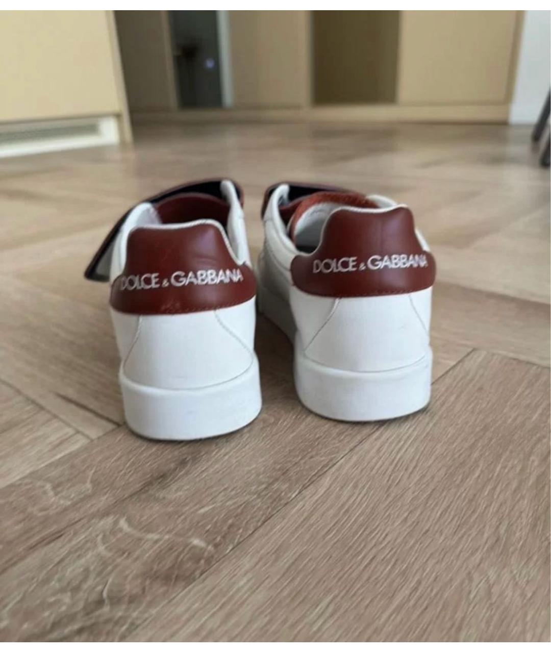 DOLCE&GABBANA Белые кожаные кеды, фото 4