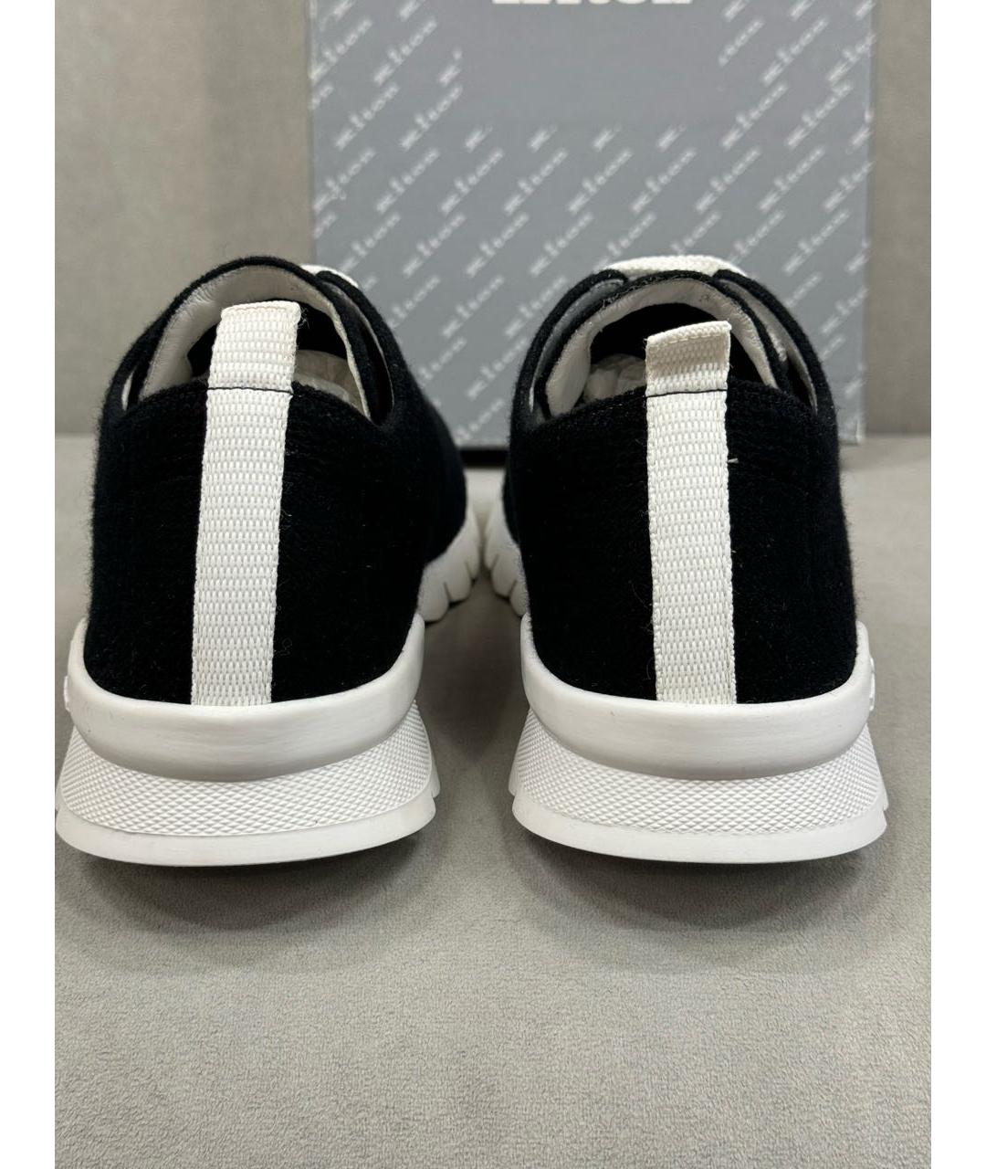 KITON Черные текстильные низкие кроссовки / кеды, фото 4