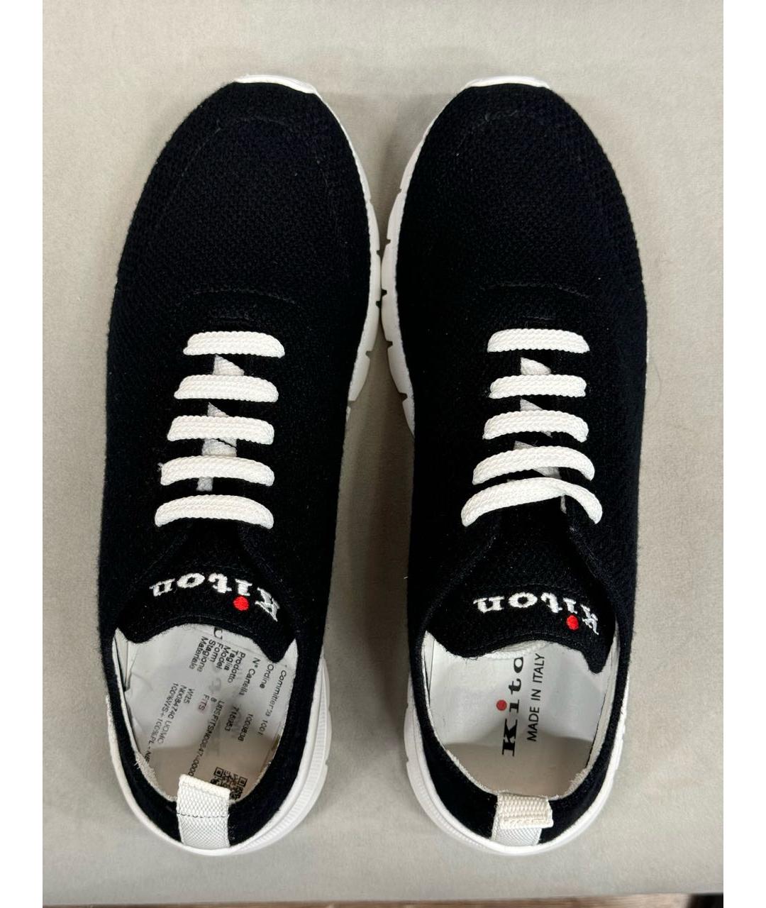KITON Черные текстильные низкие кроссовки / кеды, фото 3
