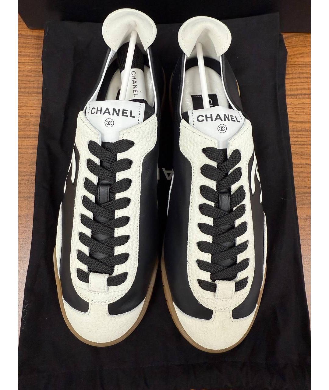 CHANEL Черные кожаные кеды, фото 4