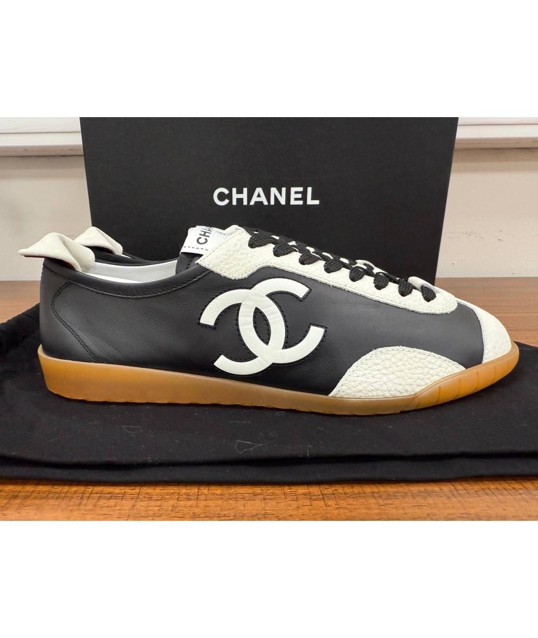 CHANEL Черные кожаные кеды, фото 3