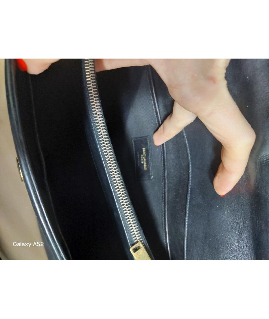 SAINT LAURENT Черная кожаная сумка через плечо, фото 5