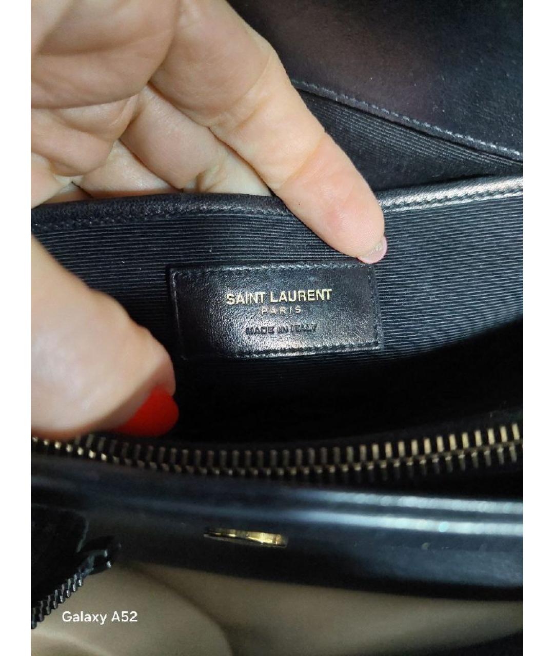 SAINT LAURENT Черная кожаная сумка через плечо, фото 7