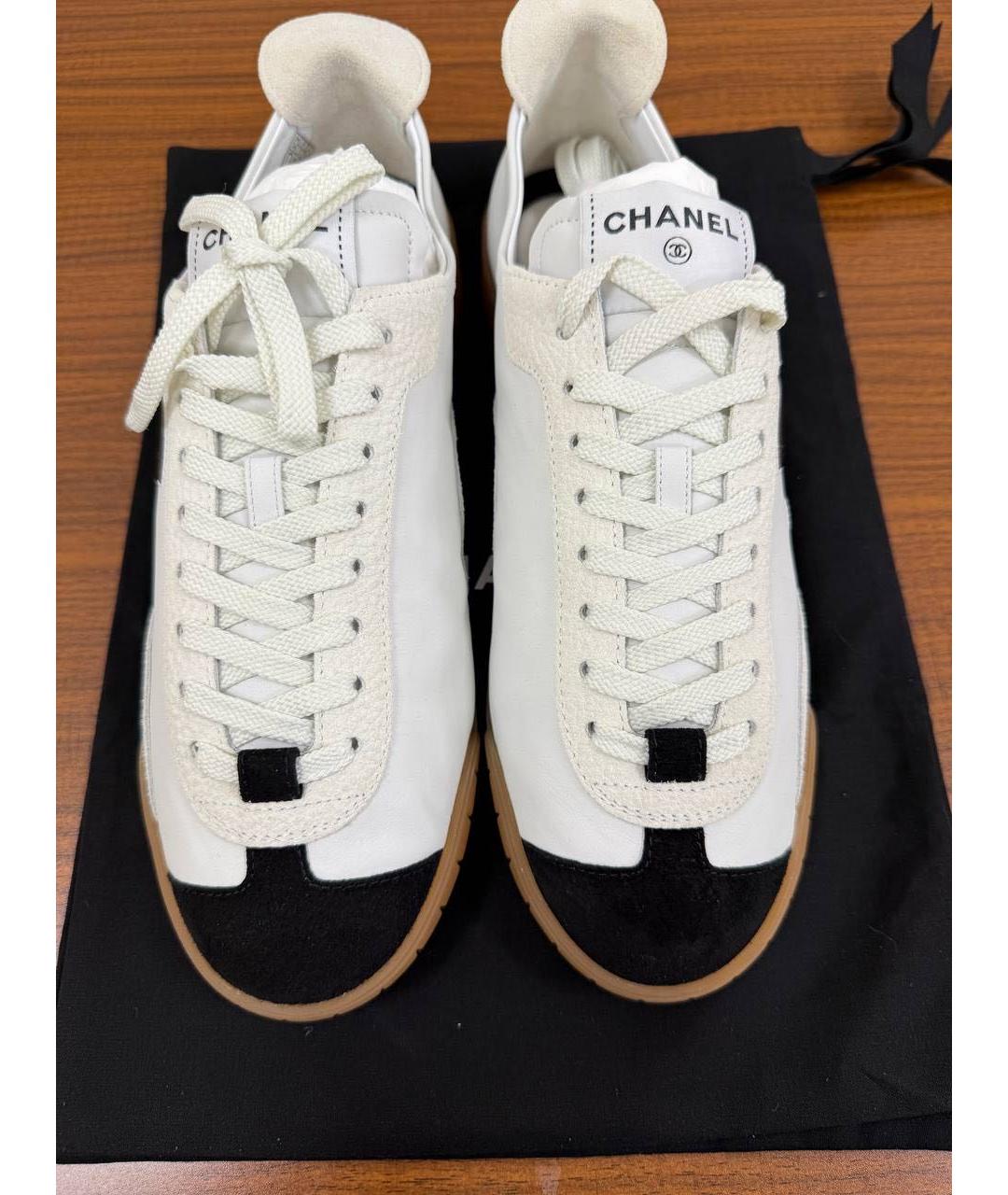 CHANEL Белые кожаные кеды, фото 5