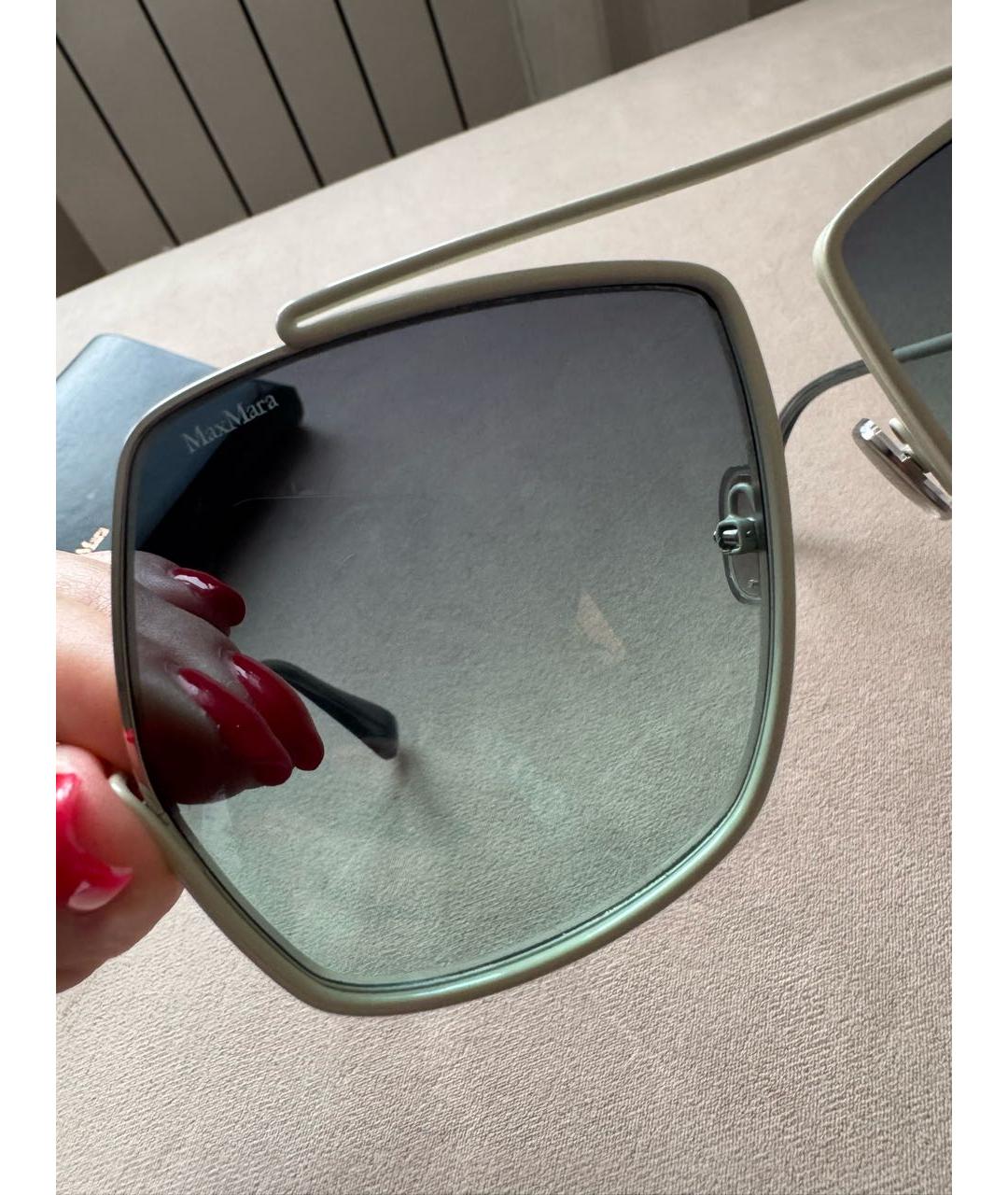 MAX MARA Зеленые металлические солнцезащитные очки, фото 3