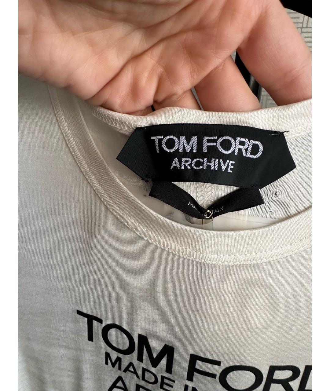 TOM FORD Белая шелковая футболка, фото 3