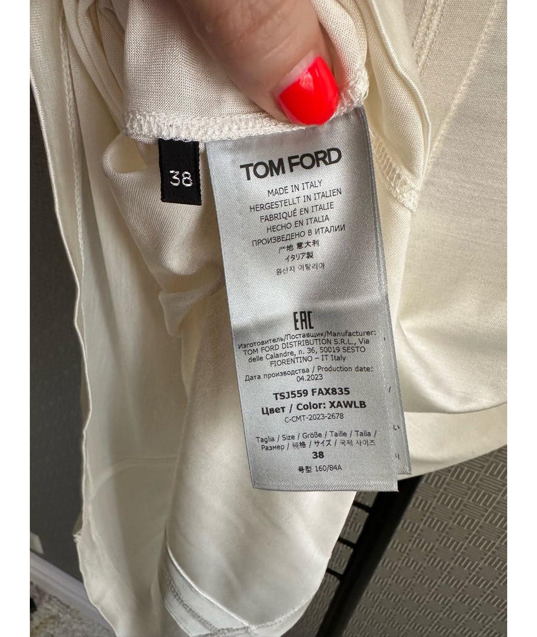 TOM FORD Белая шелковая футболка, фото 4