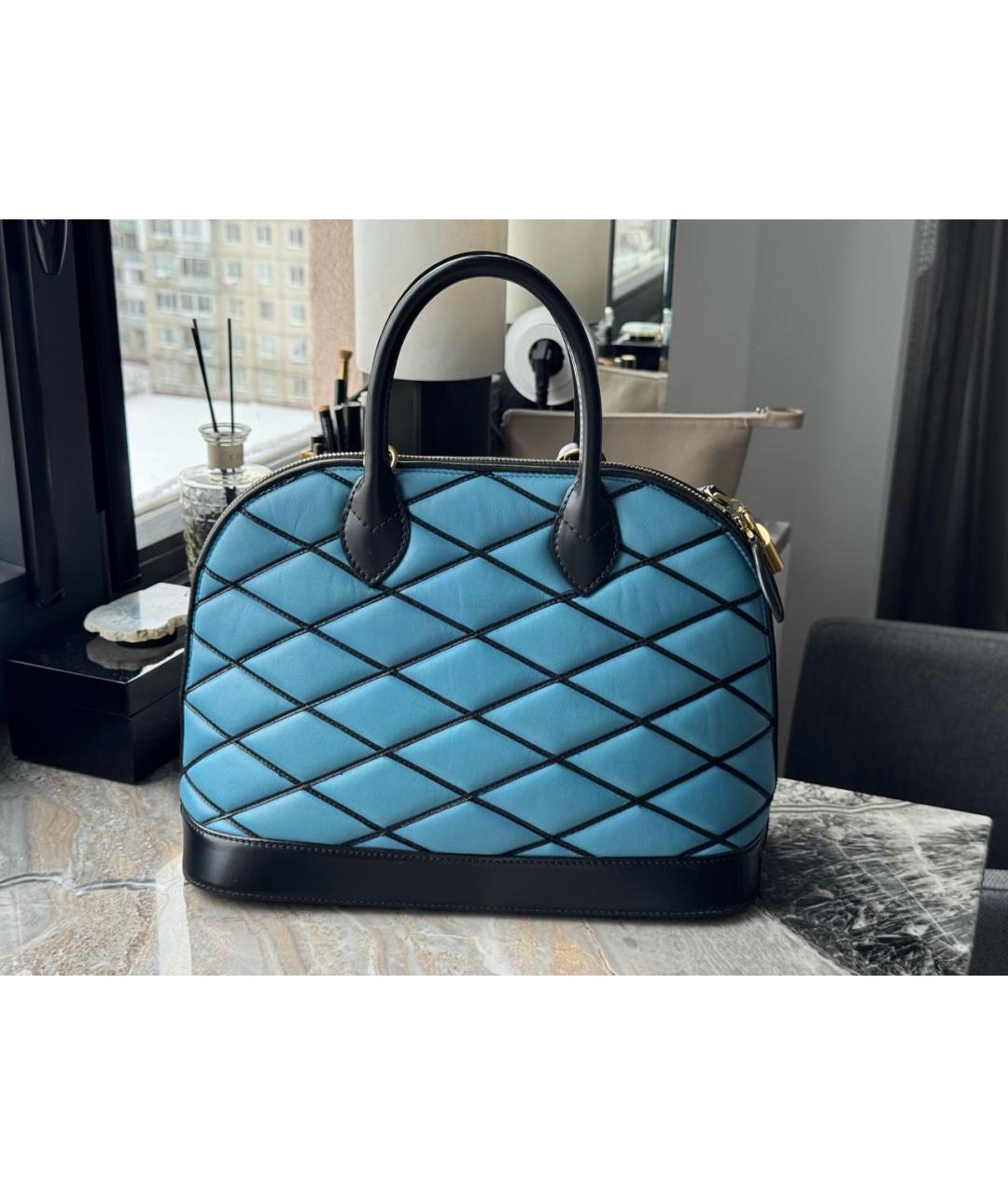 LOUIS VUITTON Бирюзовая кожаная сумка с короткими ручками, фото 3