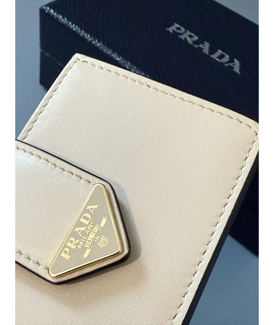PRADA Бежевый кожаный кардхолдер, фото 8